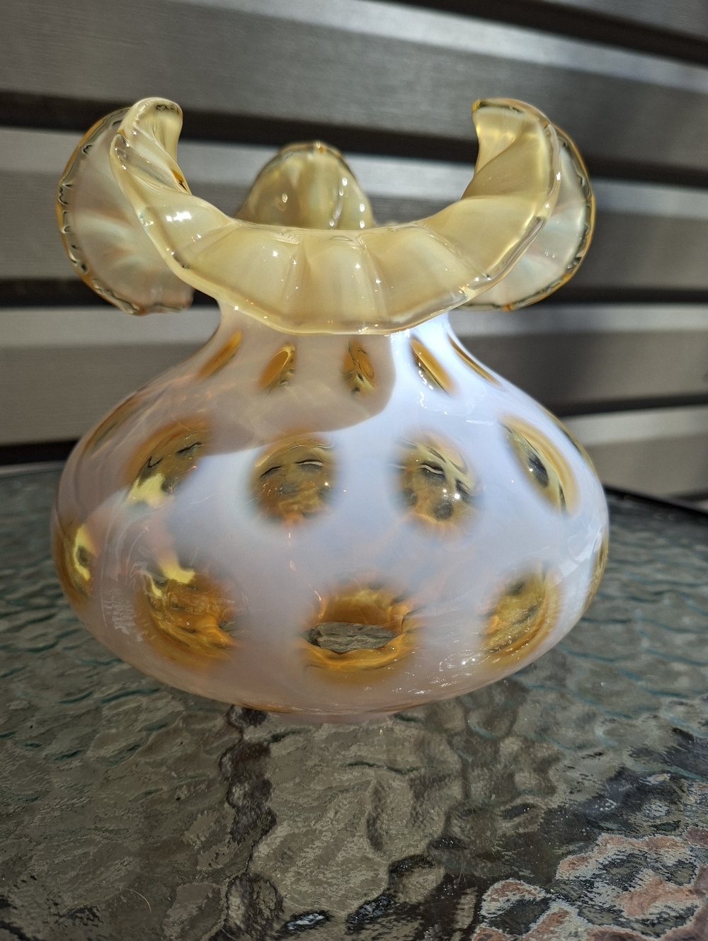 Vintage Fenton Ruffled Honeysuckle Coin Dot Lamp Shade Globe For Replacement